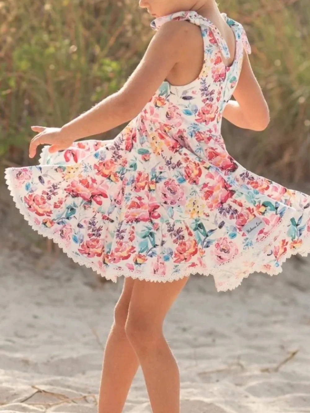 NWT Makena Lane Girls 12 Twirl Dress Florida Coast Floral Print